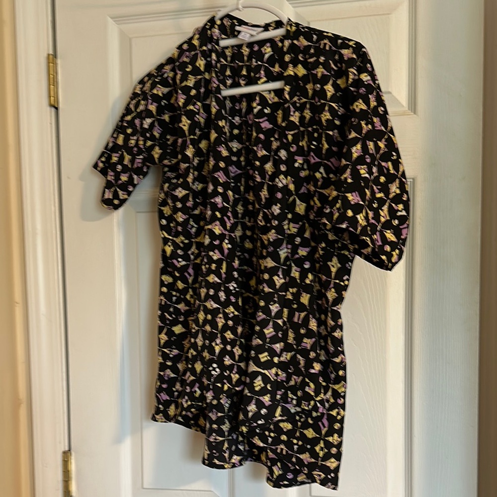 Black Shirt with Colorful Geometric Print